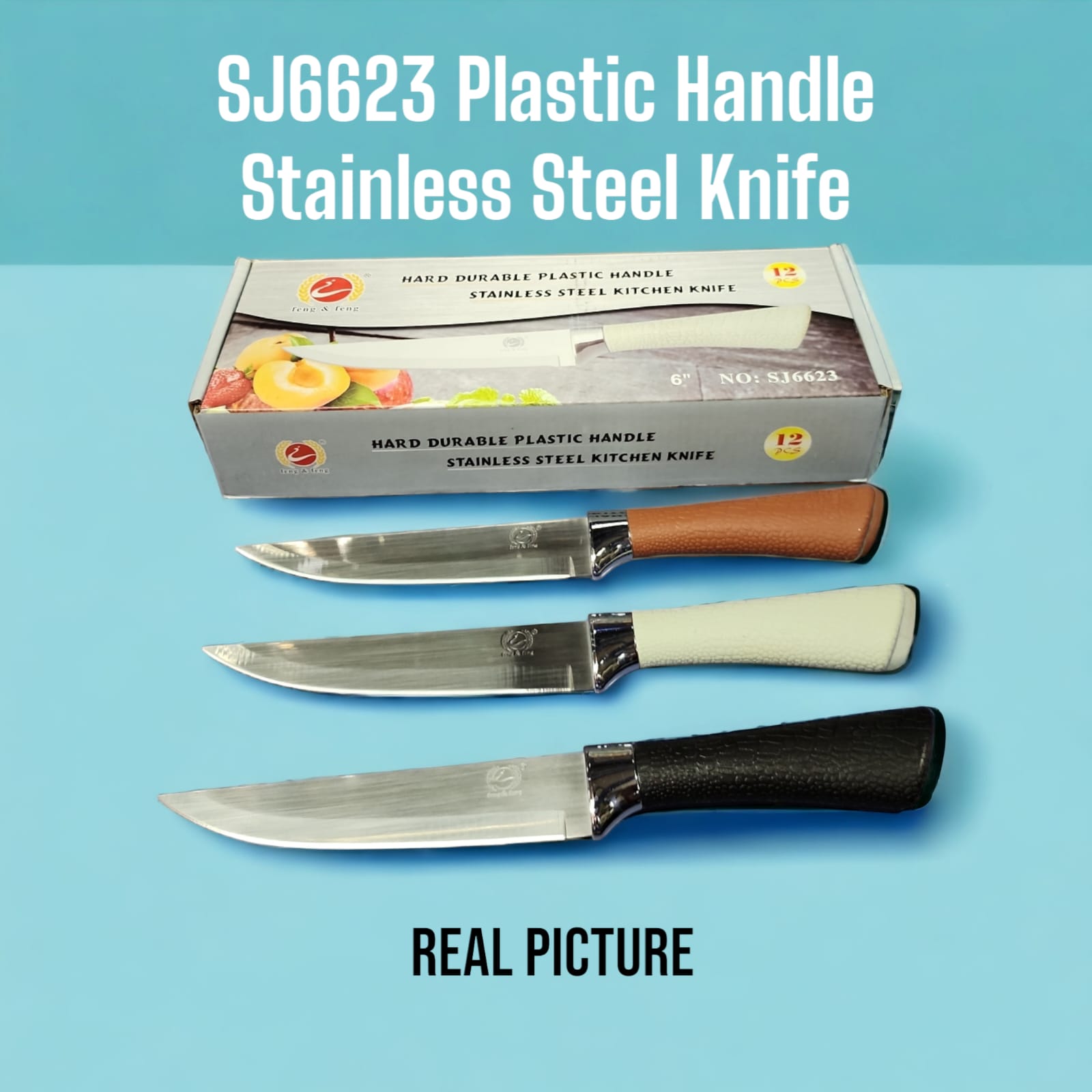 🔔 TRENDING OFFER 🔔 - [🔥NEW SPECIAL LIMITED OFFER🔥 🥑🌽ONLY AT KILIMALL !!! ] 5Pcs Classy Very Quality Plastic Handle Steel Kitchen Knife SJ6623 Size 6" at Affordable Price