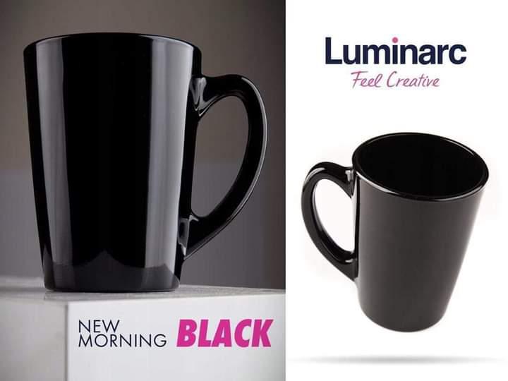 [ GRAB IT AT LOW PRICE+ ADDED OFFERS 🤩✨ !!!] 6Pcs Classy Very Quality Durable V9401: Luminarc new morning black mug . Designed With Durability and Functionality✨