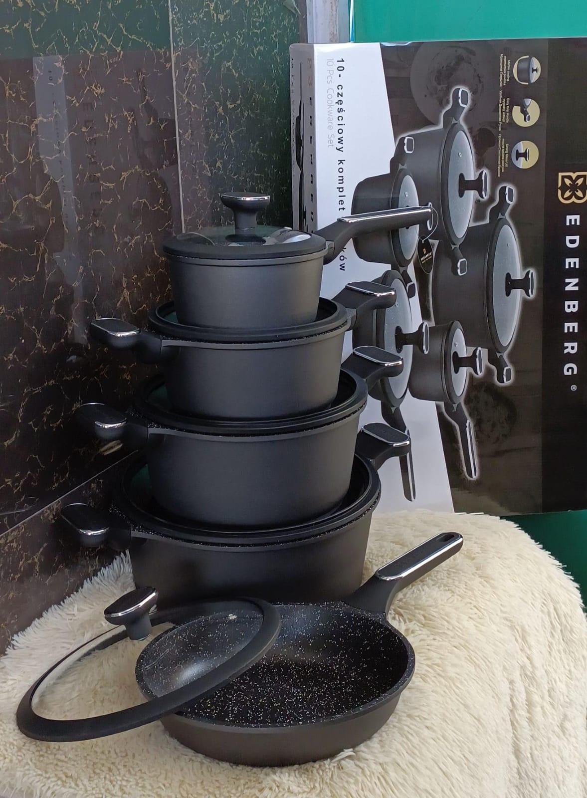 💥 BIG OFFER 💥 – Edenberg Non-Stick Cooking Pots Set (10PCS) | Durable, Heat-Efficient Cookware for Everyday Home Cooking