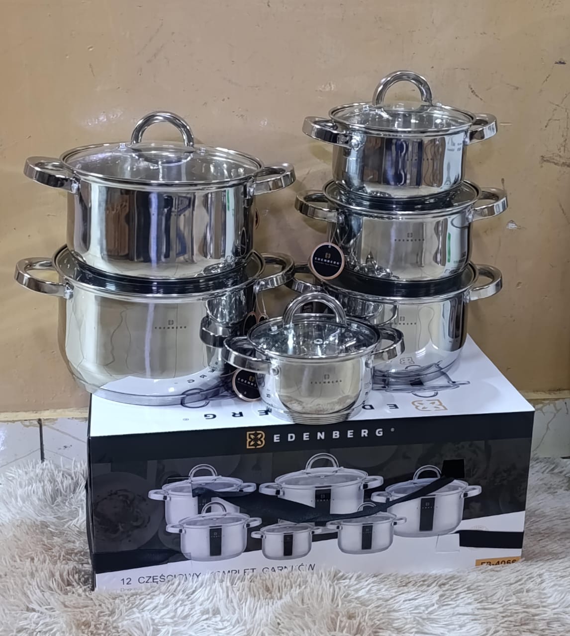 🔥🎁 FREEBIE OFFER – 12 PC Edenberg Stainless Sufurias Set 👩🏽‍🍳 Durable Non-Stick Pots & Pans 1.5L–6.5L AT AFFORDABLE PRICE