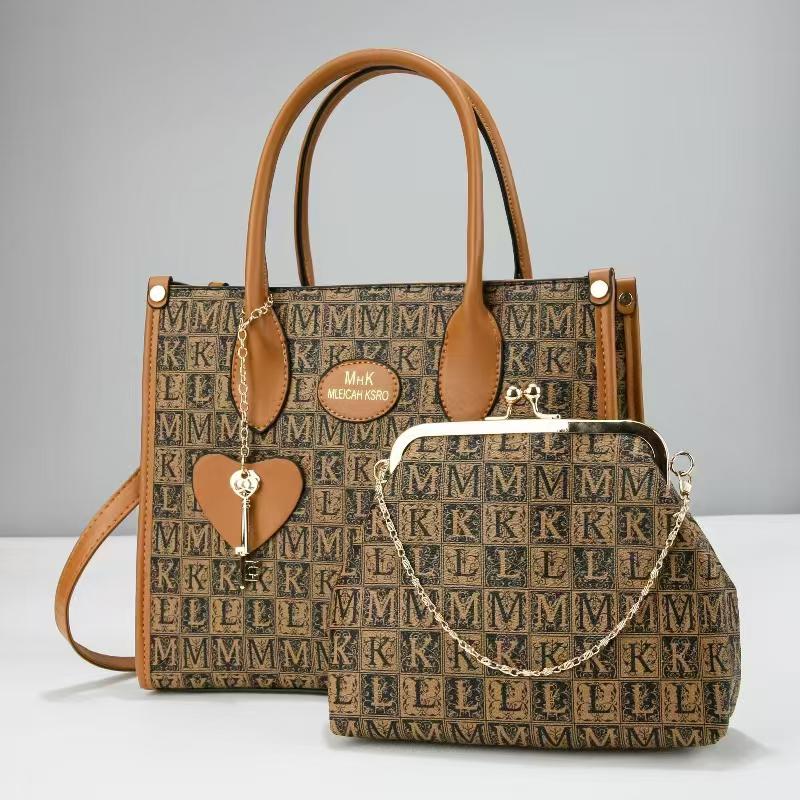 ⭐ MEGA OFFER ⭐ - 2-in-1 Women's Fashionable Handbag, Large, Lightweight, Stylish PU Leather/Fabric, Durable, Daily, Work, Travel, Shopping