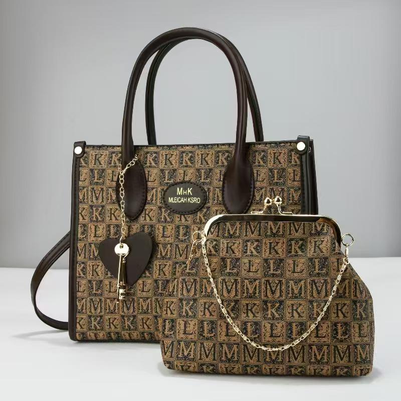 ⭐ MEGA OFFER ⭐ - 2-in-1 Women's Fashionable Handbag, Large, Lightweight, Stylish PU Leather/Fabric, Durable, Daily, Work, Travel, Shopping