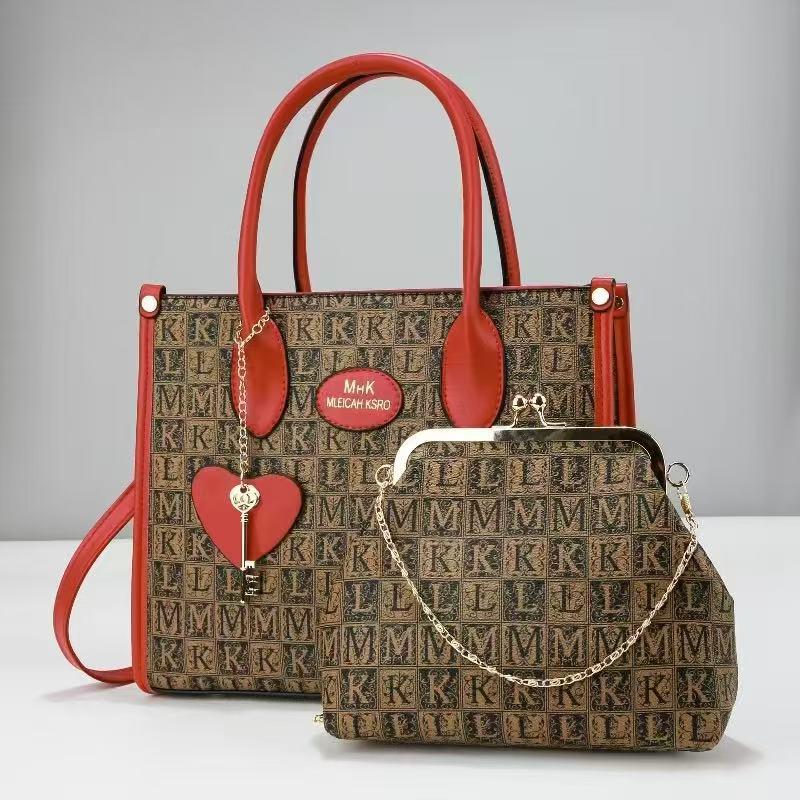 ⭐ MEGA OFFER ⭐ - 2-in-1 Women's Fashionable Handbag, Large, Lightweight, Stylish PU Leather/Fabric, Durable, Daily, Work, Travel, Shopping