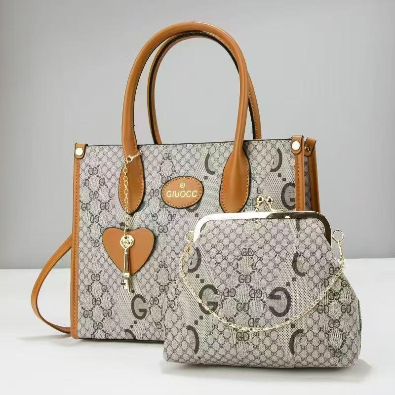 ⭐ MEGA OFFER ⭐ - 2-in-1 Women's Fashionable Handbag, Large, Lightweight, Stylish PU Leather/Fabric, Durable, Daily, Work, Travel, Shopping