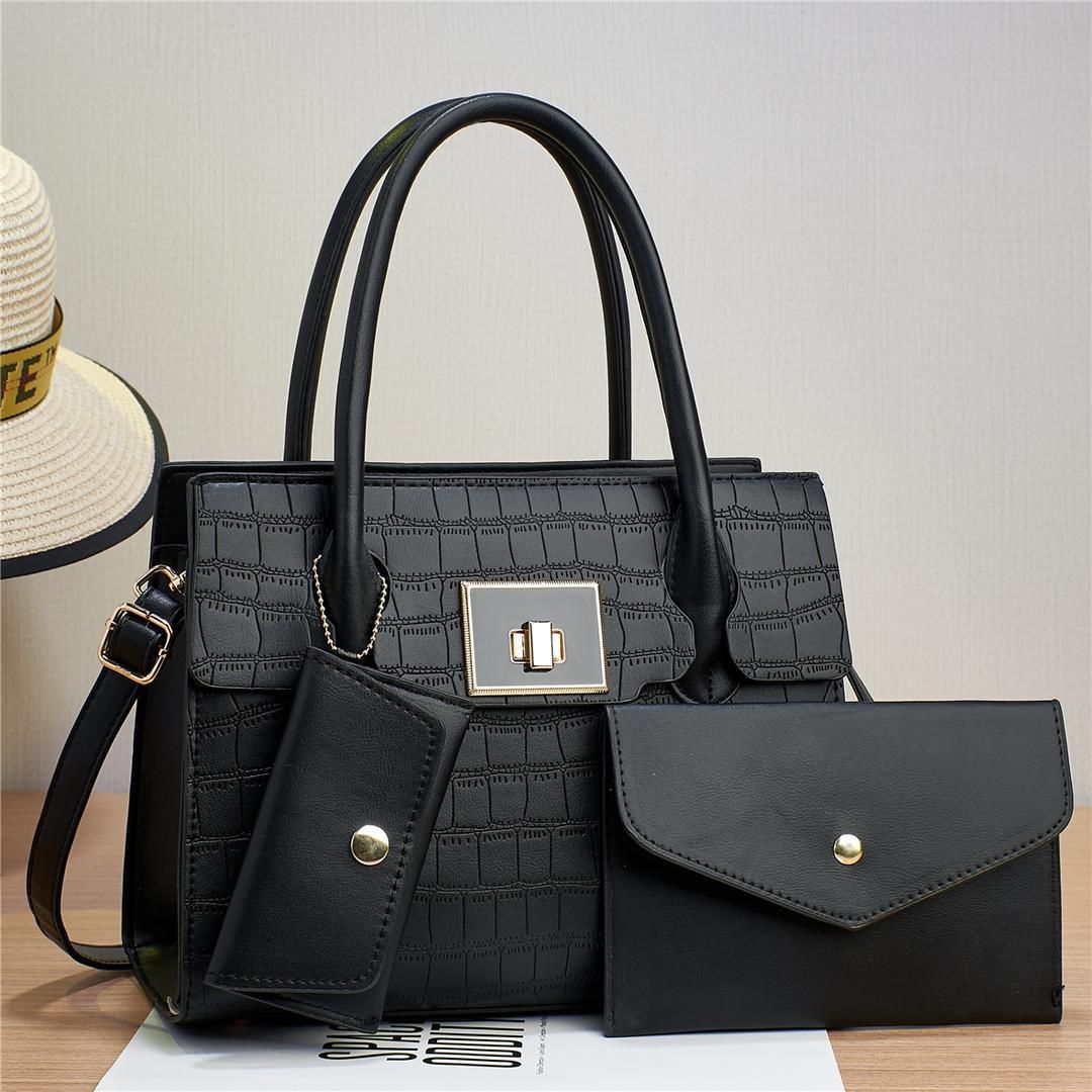 3in1 Classic Trendy Ladies Handbag Women Shoulder Bag Strap Adjustable Fashion Bag Zipper Closure Girls Crossbody Bag with Purse or Wallet and Sling Bag