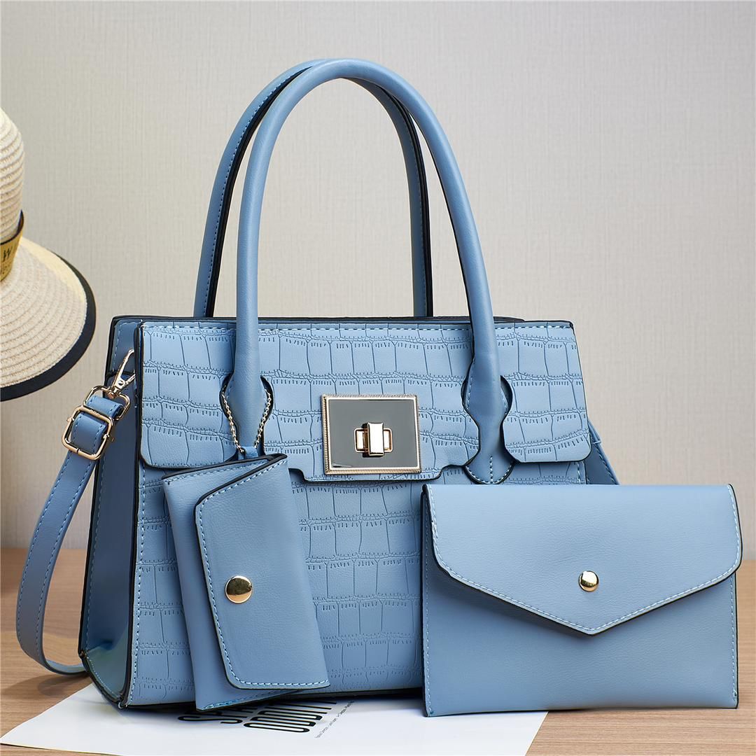 3in1 Classic Trendy Ladies Handbag Women Shoulder Bag Strap Adjustable Fashion Bag Zipper Closure Girls Crossbody Bag with Purse or Wallet and Sling Bag