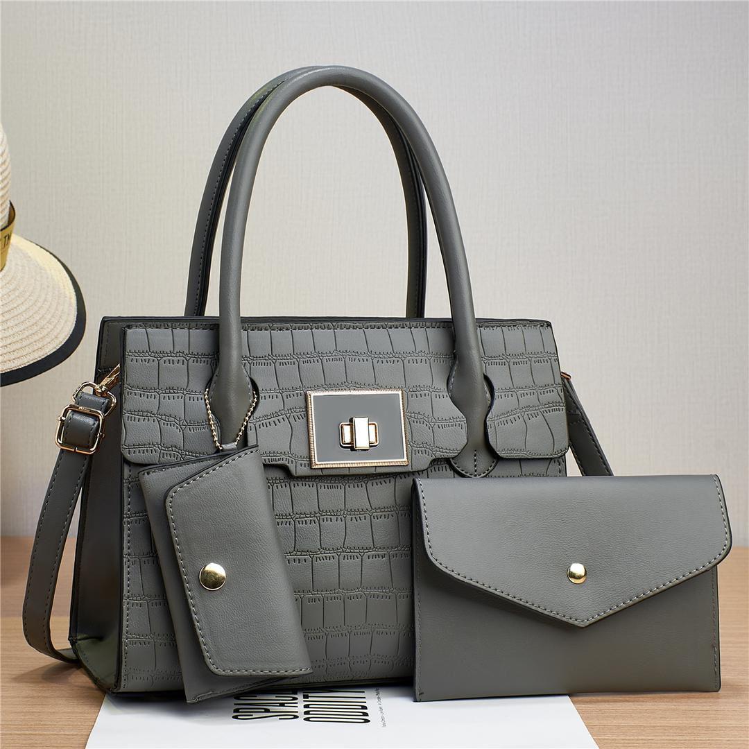 3in1 Classic Trendy Ladies Handbag Women Shoulder Bag Strap Adjustable Fashion Bag Zipper Closure Girls Crossbody Bag with Purse or Wallet and Sling Bag