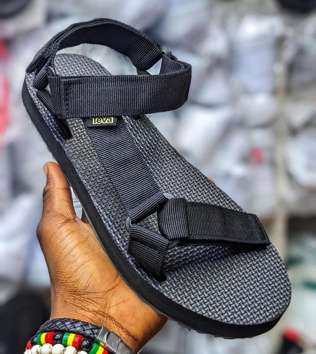 Quality Sandals Men's Summer New Slides and Slippers Teva Men's Sandals Adult Beach Open Shoes Non-slip Open-toe Sandals