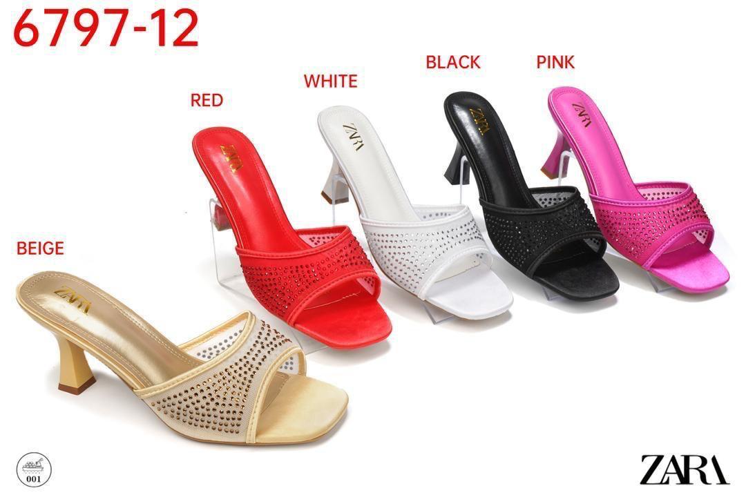 Classic Womens Zara Heels Shoes, Low Kitten Heels Comfortable Ladies Open High Heel Fashionable Slip on Girls Shoes
