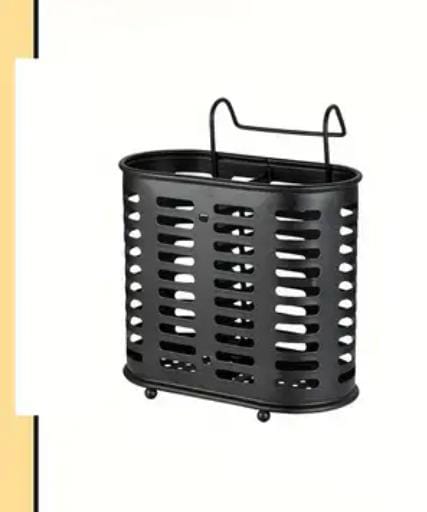Black steel spoon holder Steel Chopstick Storage Rack Shelf Basket Knife Fork Spoon Tableware Organizer Kitchen Cutlery Drain Holder