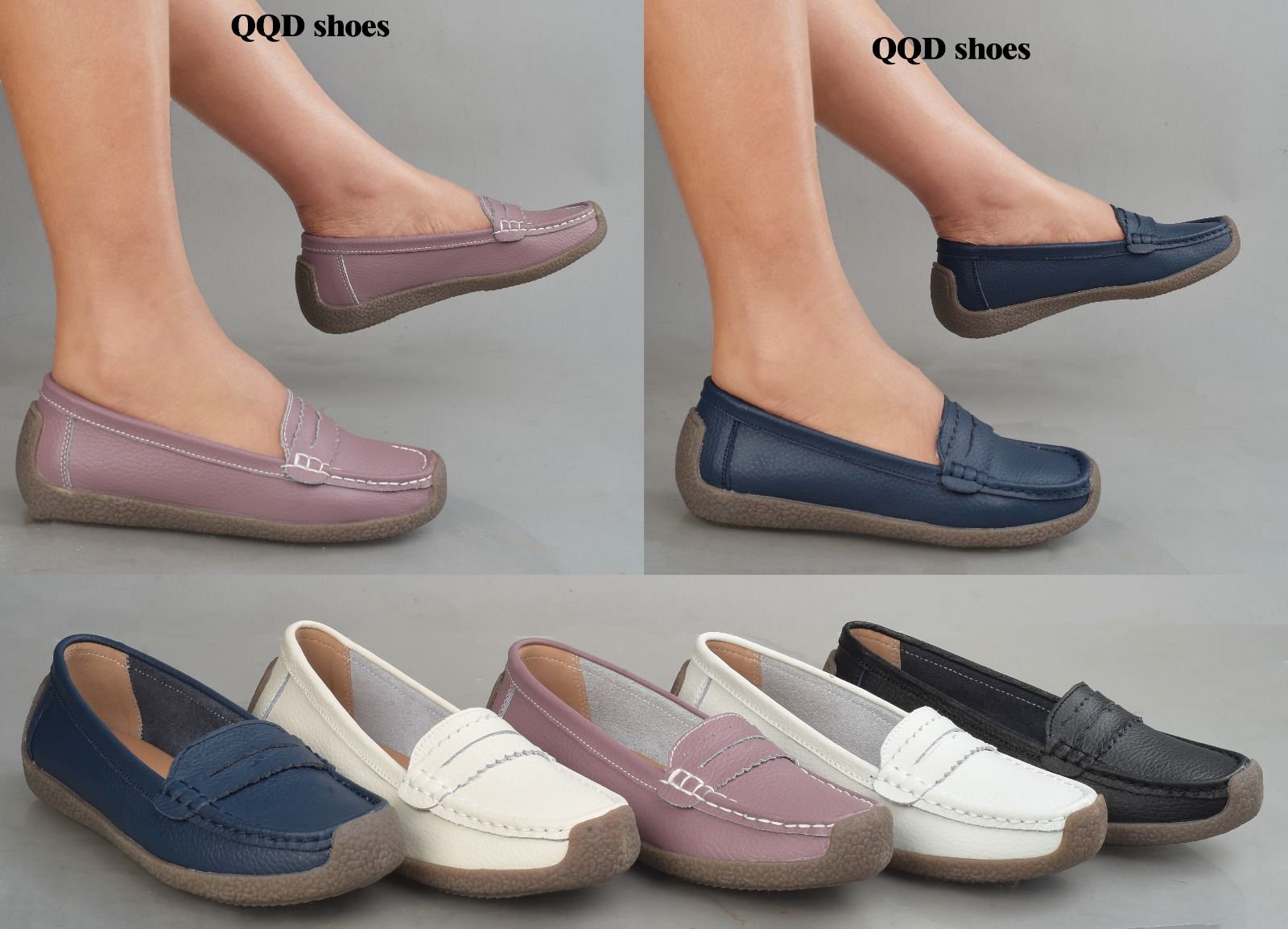 Comfortable Quality Leather Durable Official Classy Loafer Low Wedges  Heels ladies/women shoes Mom Shoes