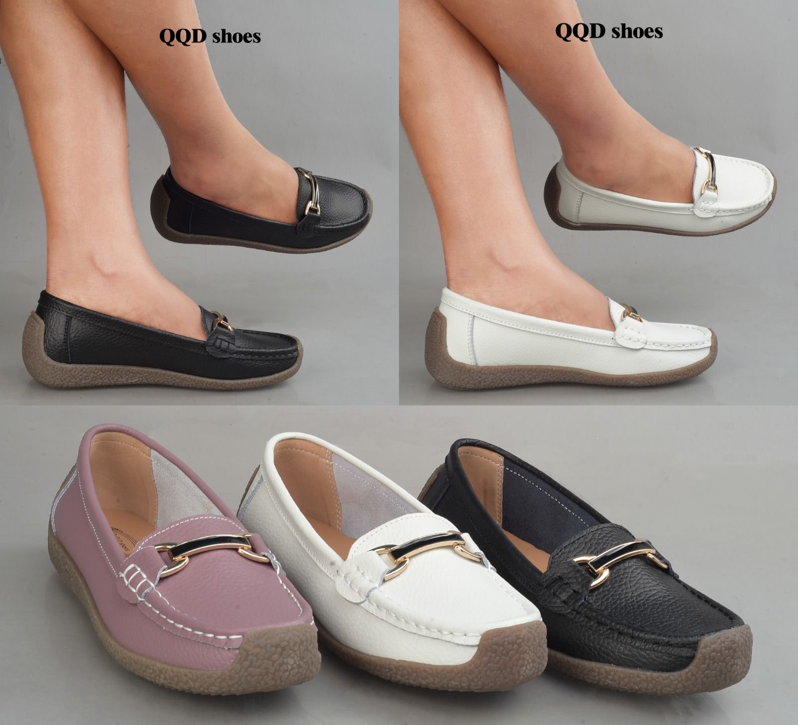 Comfortable Quality Leather Durable Official Classy Loafer Low Wedges  Heels ladies/women shoes Mom Shoes