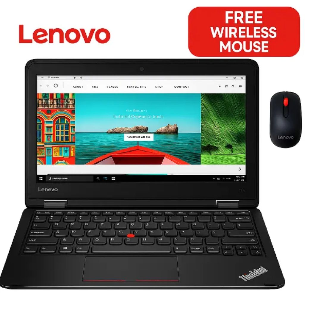 Refurbished Laptop LENOVO THINKPAD YOGA 11E X360 | 2-IN-1 TOUCHSCREEN LAPTOP | INTEL CELERON, 4GB RAM, 128GB SSD | 11.6" NOTEBOOK  +Free Mouse + Oraimo Earphone
