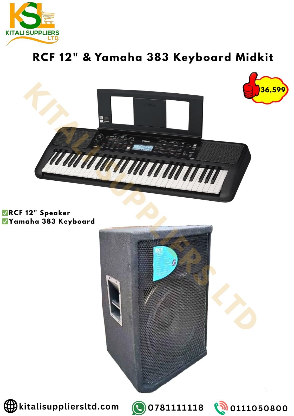 RCF 12" Speaker and the Yamaha 383 Keyboard