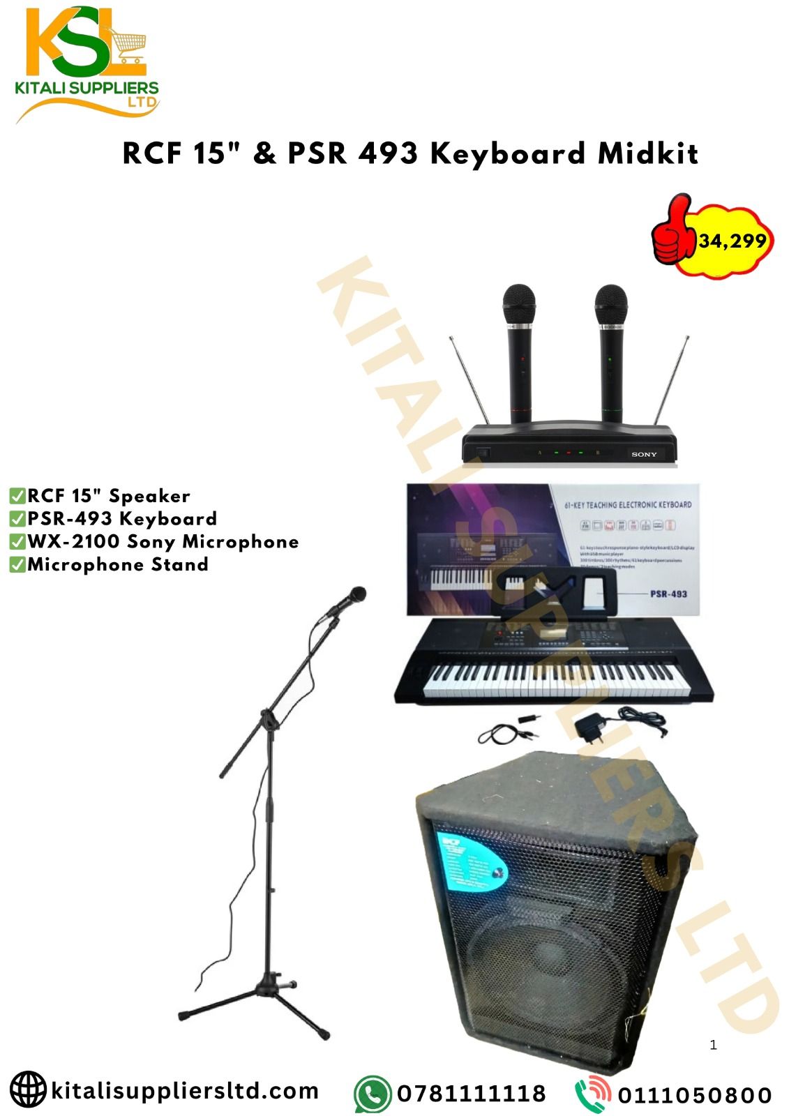 RCF 15" & Yamaha PSR-493 Midkit