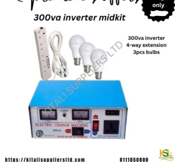 300VA Inverter with Extension Cable & 3 LED Bulbs – Essential Power Kit