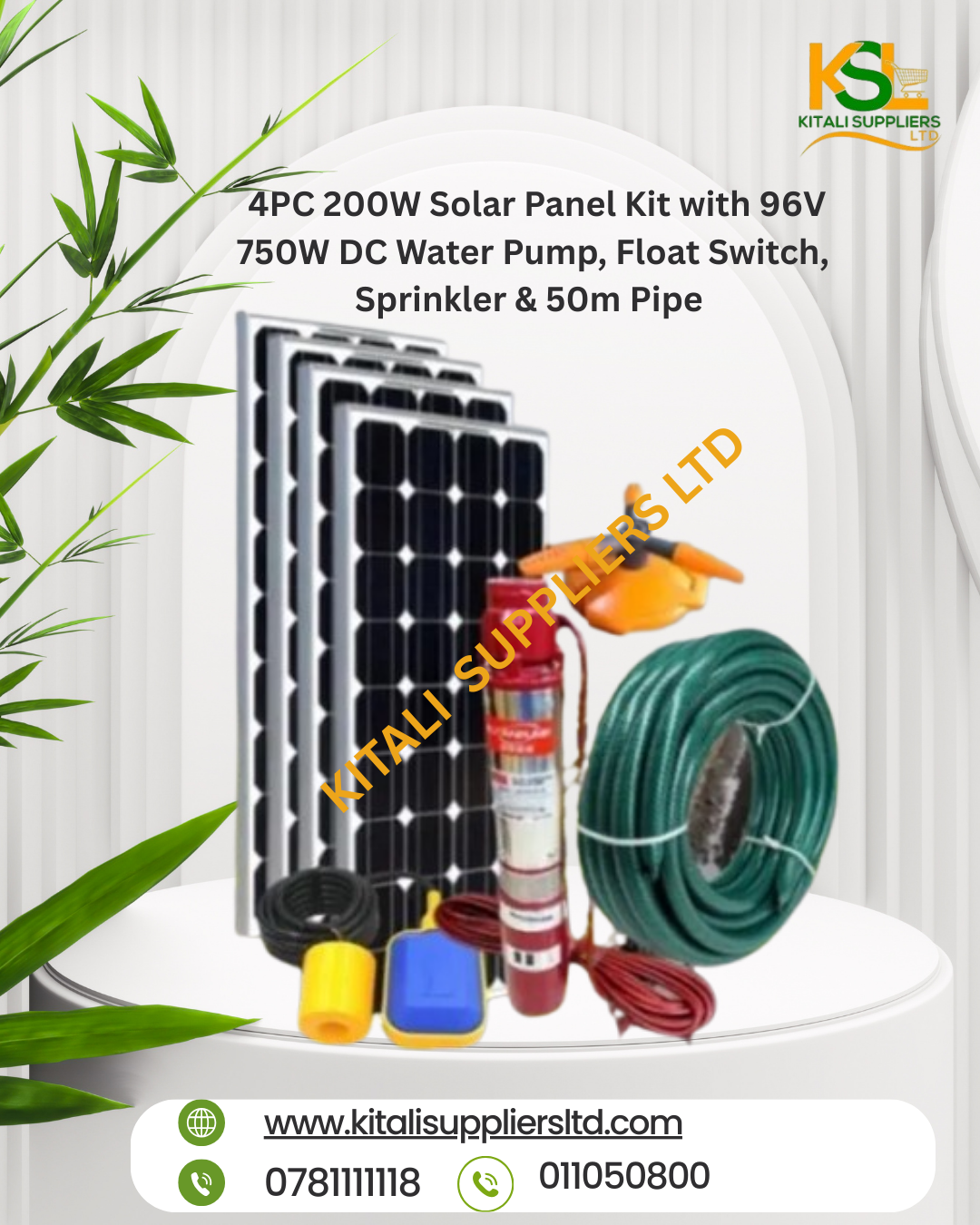 4PC 200W Solar Panel Kit | 96V 750W DC Solar Water Pump System