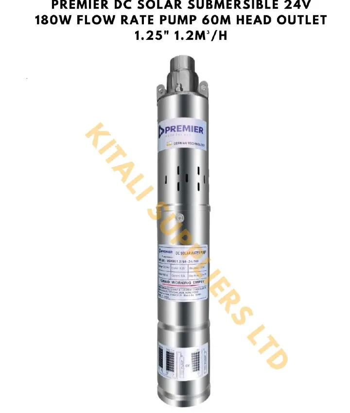 Premier 180W 24V DC Solar Submersible Pump – Deep Well Water Pump for Borehole, Farm & Irrigation Use**
