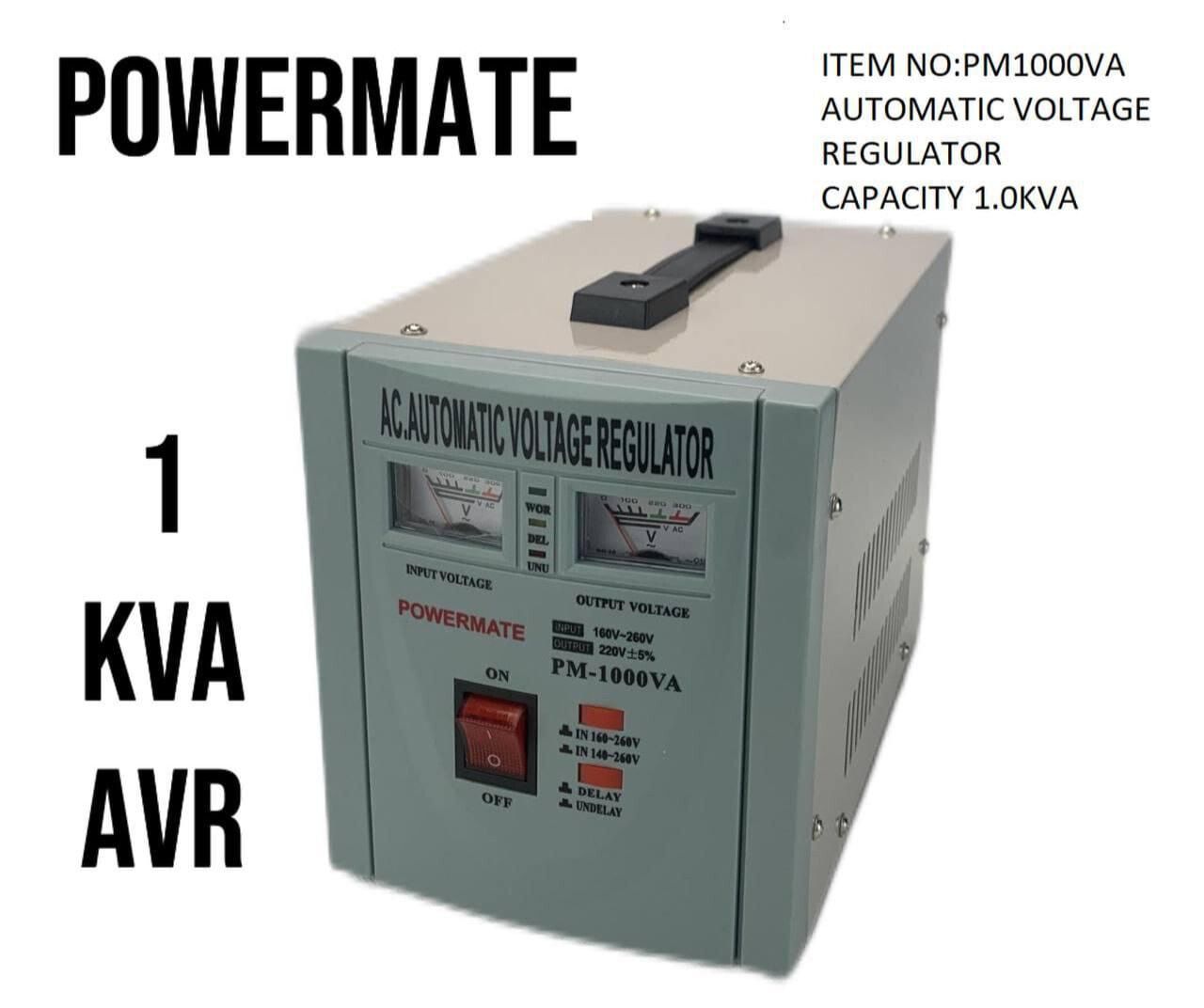 POWERMATE PM-1000VA Automatic Voltage Regulator (1KVA AVR) – Stabilizer for TVs, Computers, Home & Office Electronics