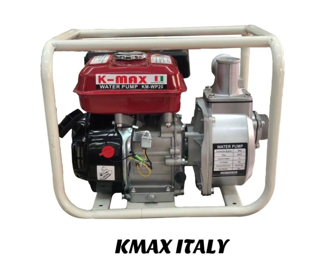 KMAX Italy KM-WP20 2-Inch Petrol Water Pump – 6.5HP, 4-Stroke Engine, High Flow Compact Pump for Irrigation, Farm & Domestic Use