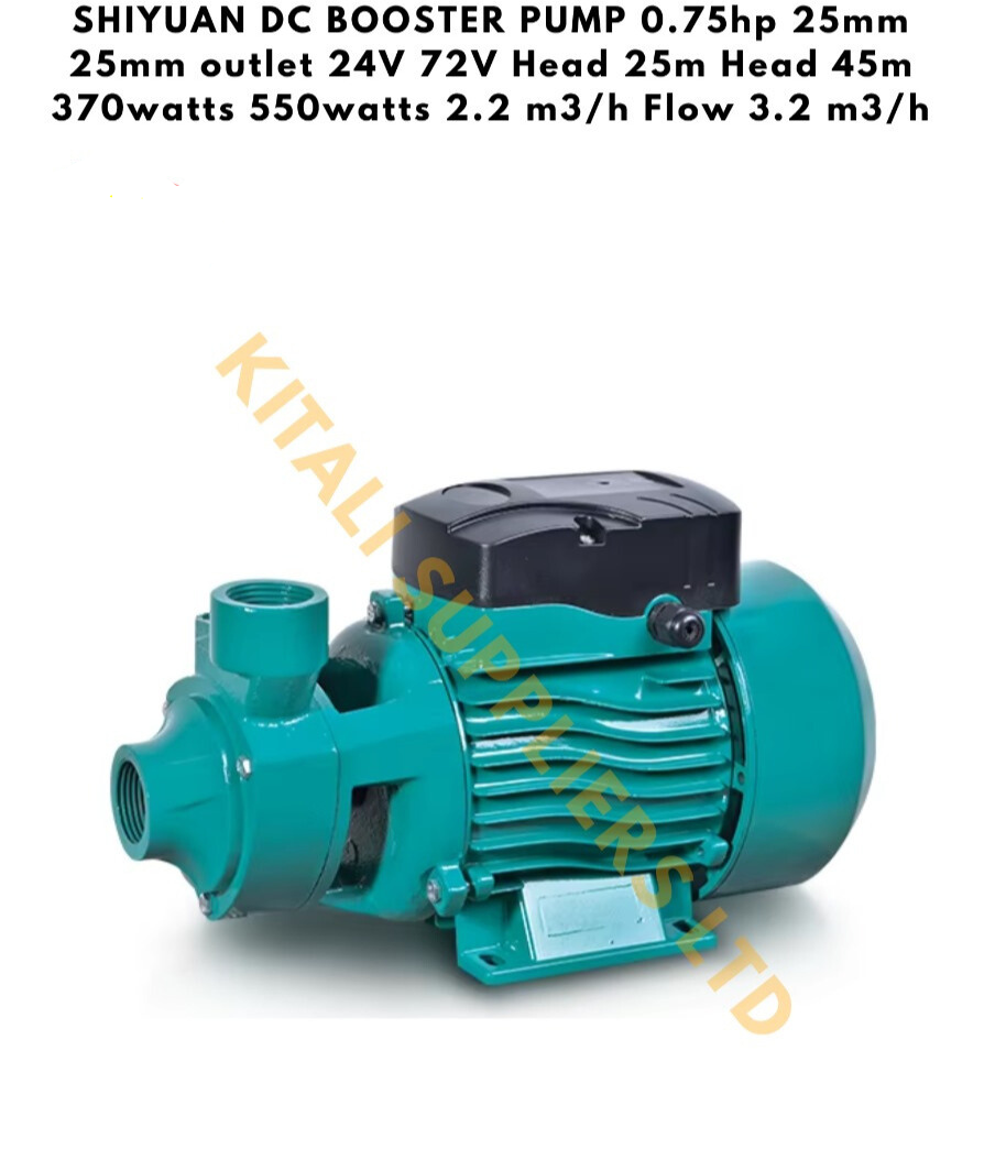 Shiyuan 0.75HP DC Booster Pump – Dual Voltage 24V/72V, High-Pressure Solar Water Pump for Irrigation, Home & Farm Use