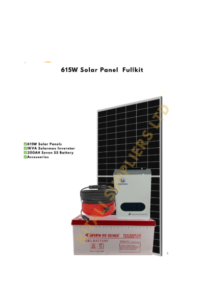 615W Complete Solar Panel Kit with Battery, Inverter & black red cables– Home Solar System