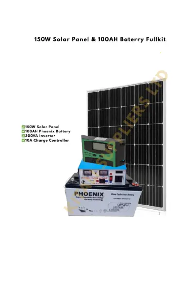 150W Solar Panel Full Kit with 100Ah Battery, 300VA Inverter & Charge Controller – Reliable Off-Grid Power