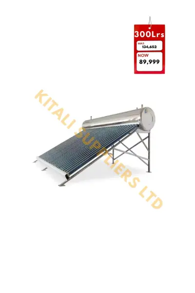 Efficient 300L solar water heater providing sustainable hot water using solar energy. Durable, easy to install, and perfect for large households or commercial applications.