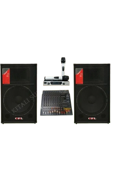 Buy the full sound system bundle: 2 Trill 815 speakers, 8-channel mixer, and Omax microphone. Perfect for DJs, churches, events, and professional audio setups.