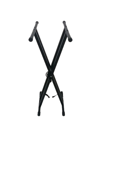 Universal adjustable keyboard stand for 61/76/88-key keyboards. Heavy-duty steel frame, foldable, with non-slip grips – perfect for stage, studio, or home use.