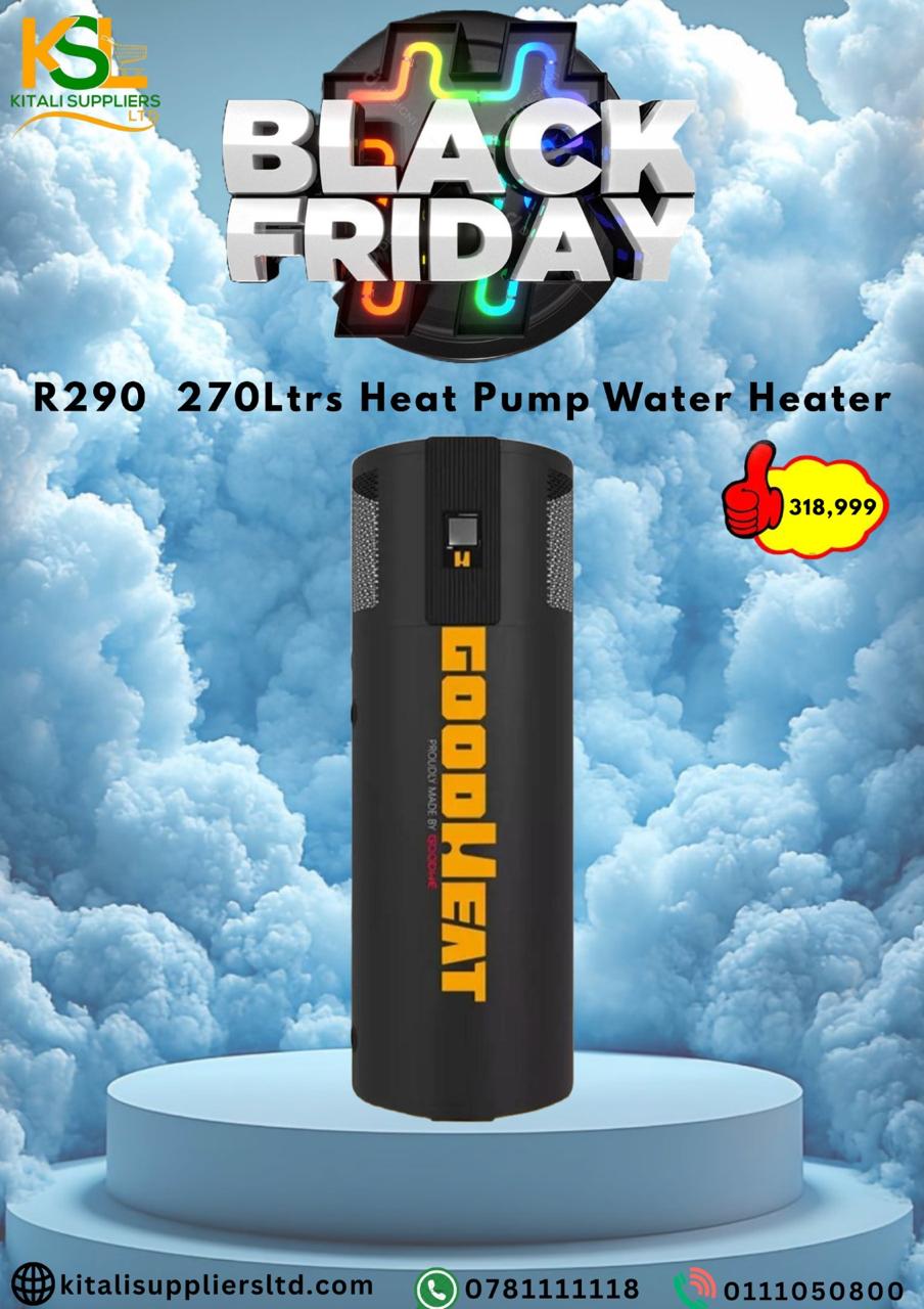 Shop the GOODHEAT R290 270L Heat Pump Water Heater at Kitali Suppliers. Efficient, eco-friendly, and powerful — perfect for homes, hotels, and offices. Save up to 70% on energy bills this Black Friday
