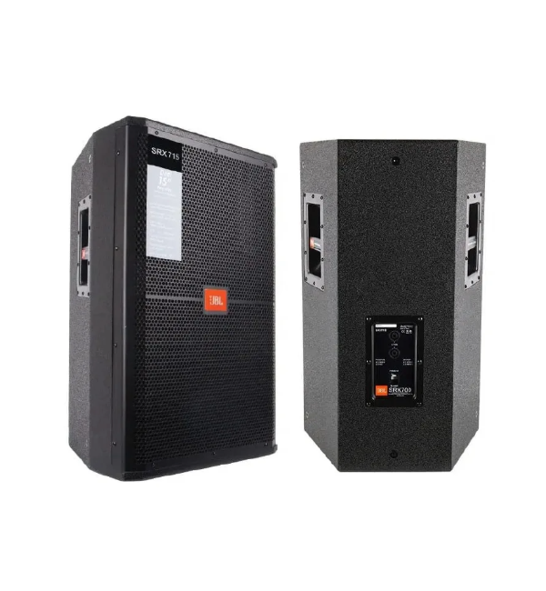 JBL SRX715 powered two-way speaker with 15-inch woofer and 1500W Class-D amp. Perfect for DJs, live sound, and professional audio applications.