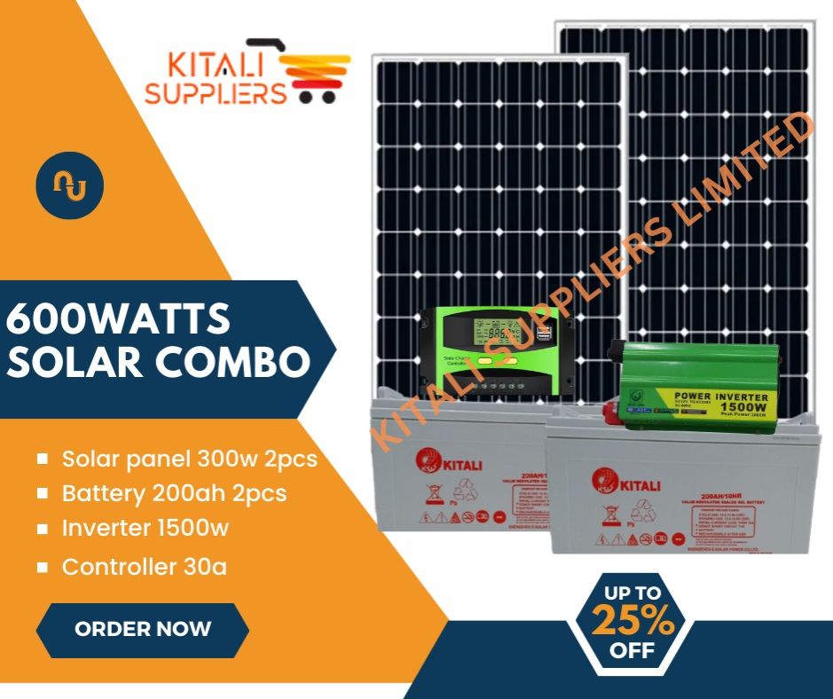 Complete Solar Power System – 2×300W Panels + 2×200Ah Batteries + 1500W Inverter + 30A Controller ⚡🌞