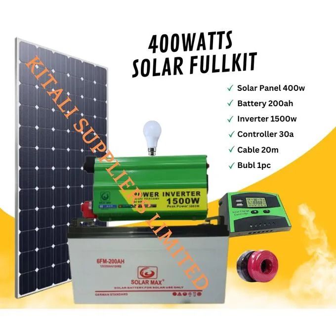 400W Solar Full Kit – Solarmax Panel, 200Ah Battery, 1500W Inverter & Digital Controller ⚡🌍