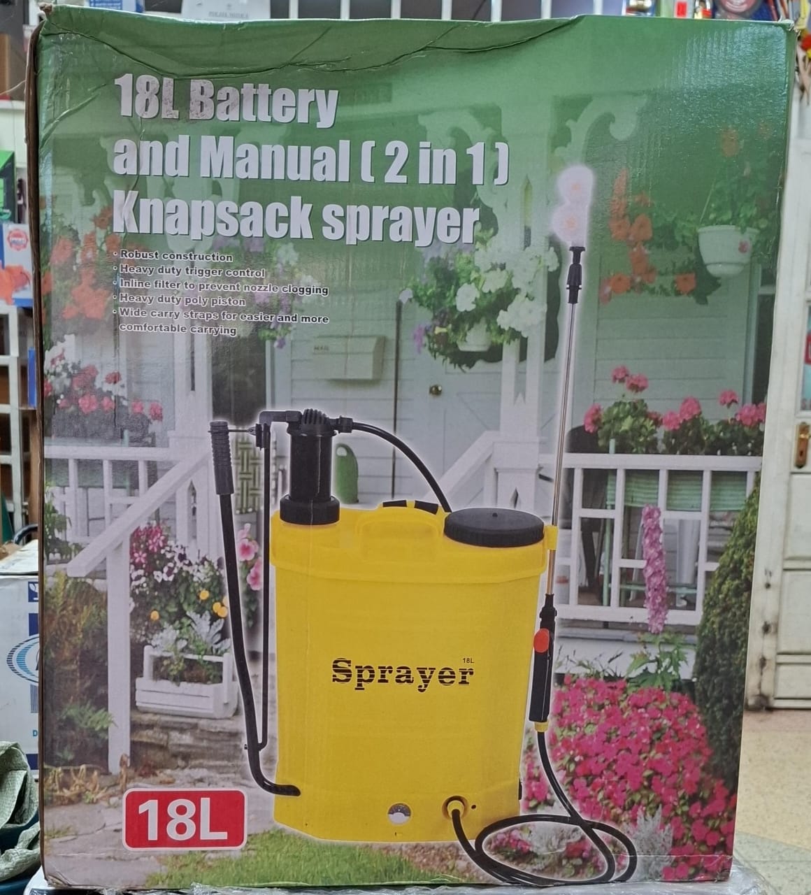🌿 18L Battery & Manual 2-in-1 Knapsack Sprayer – Rechargeable
