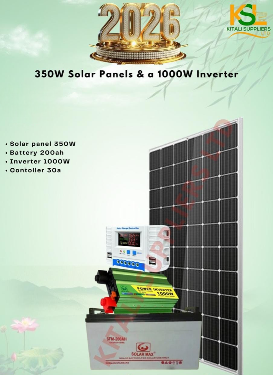 ☀️ 350W Complete Solar Power Kit – 200Ah Solarmax Battery | 1000W Inverter | 30A Controller