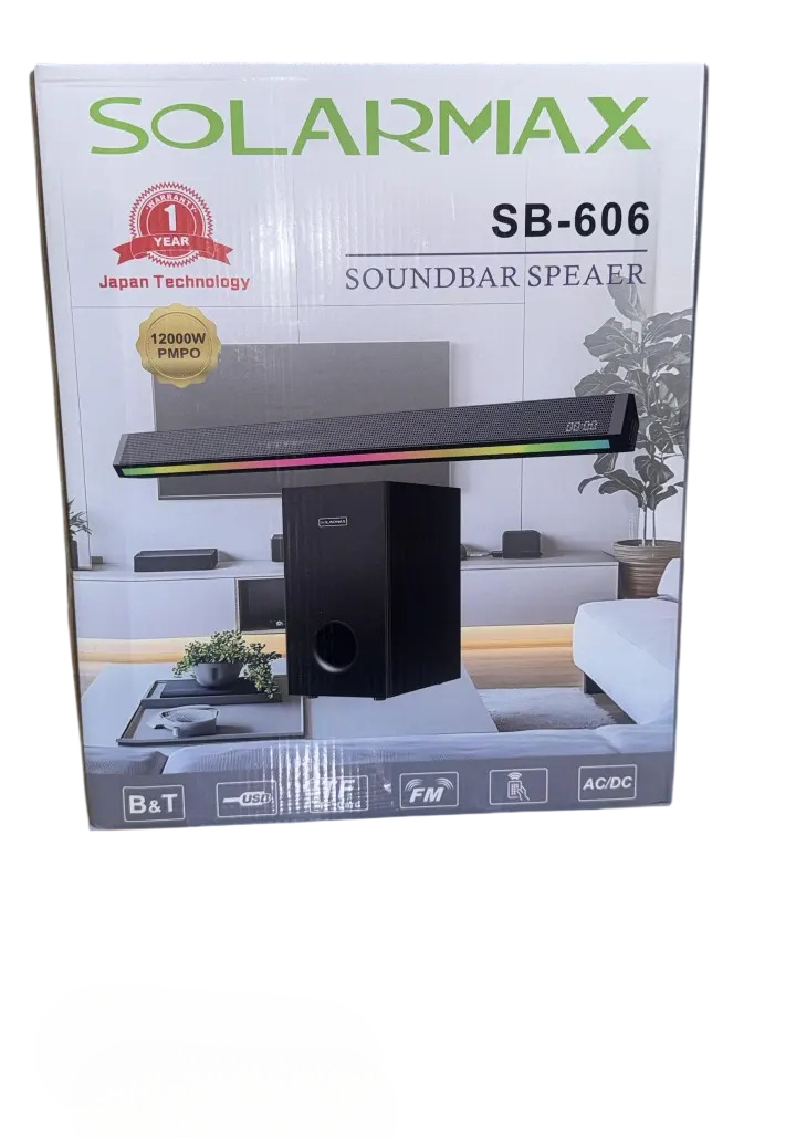 🔊🎶 Solarmax SB-606 Soundbar Speaker with Subwoofer, Bluetooth & USB