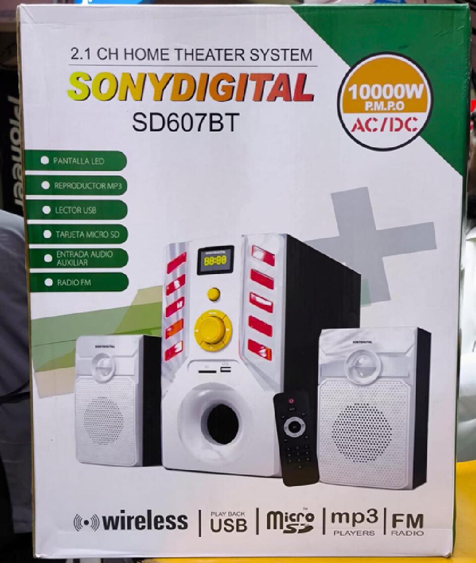 🔊 SonyDigital SD607BT 2.1 Channel Home Theater Speaker System – 10000W PMPO Bluetooth Subwoofer Audio System 🎶
