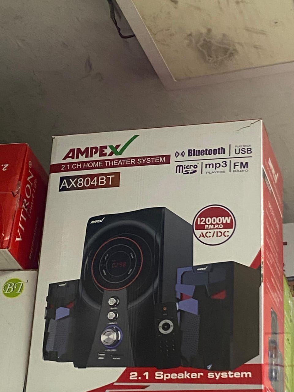 🔊 Ampex AX804BT 2.1 Channel Home Theater Speaker System – 12000W PMPO Bluetooth Subwoofer Sound System 🎶