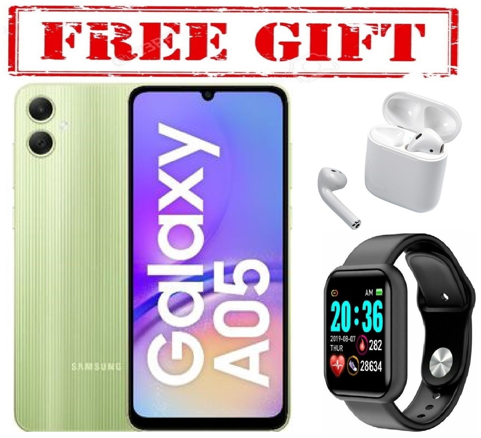 Samsung Galaxy A05, 6.7'' 4GB RAM + 64GB ROM (Dual Sim) 50MP Camera, 5000mAh COMES WITH FREE GIFTS ( AIRPODS + SMART WATCH )