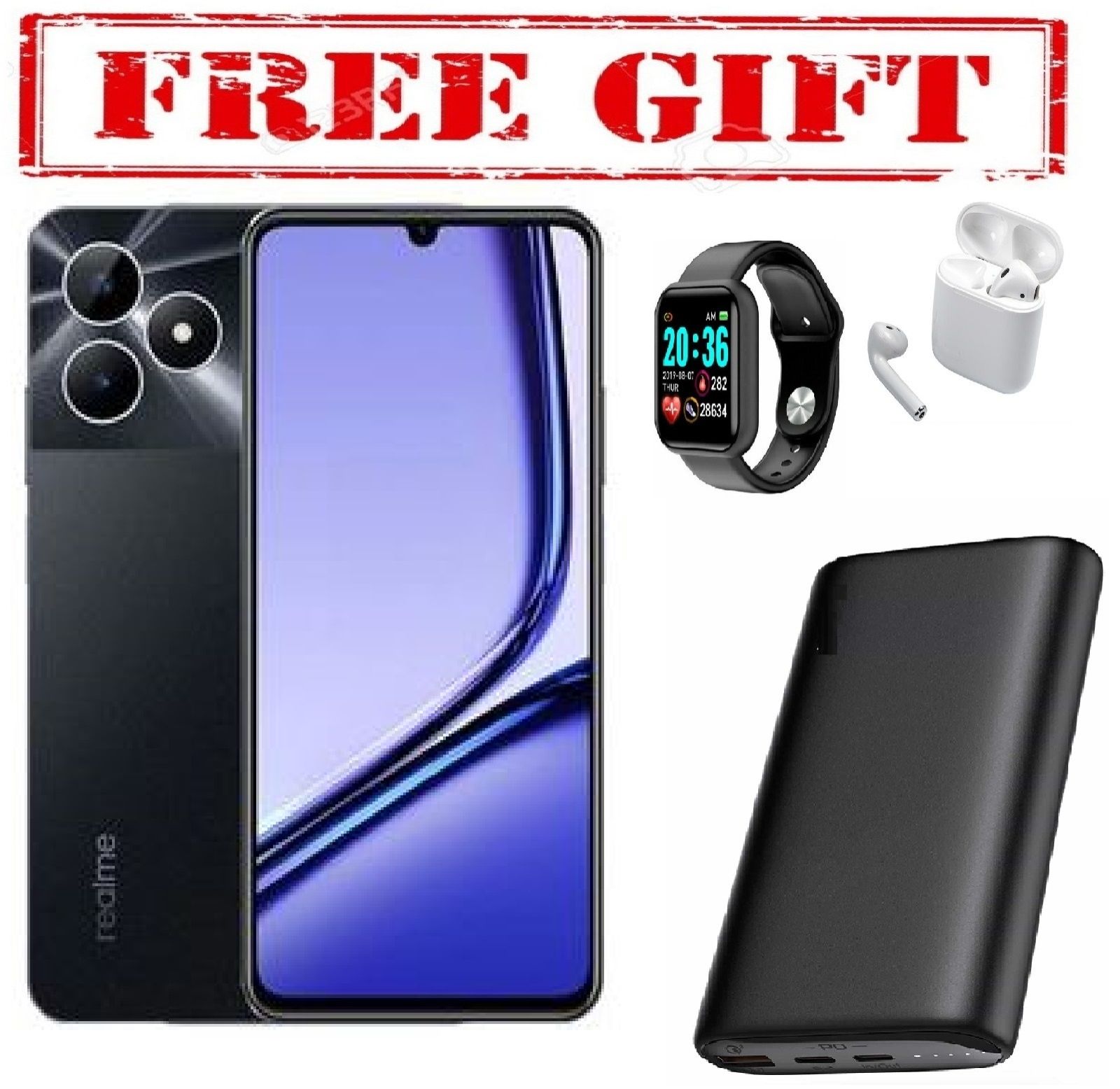 HOLIDAY DISCOUNT !!! Realme Note 50, 6.7", 256GB + 4GB RAM (Dual SIM), 5000mAh,COMES WITH FREE GIFTS (POWER BANK +AIR PODS +SMART WATCH)