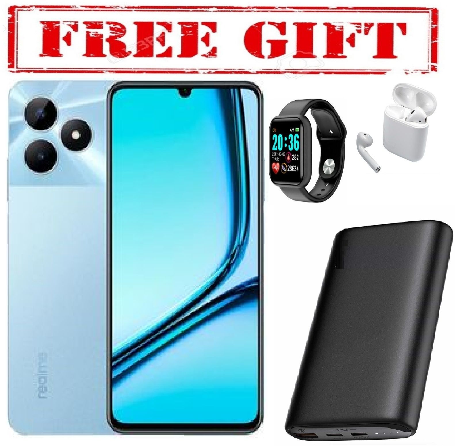 HOLIDAY DISCOUNT !!! Realme Note 50, 6.7", 128GB + 4GB RAM (Dual SIM), 5000mAh,COMES WITH FREE GIFTS (POWER BANK +AIR PODS +SMART WATCH)