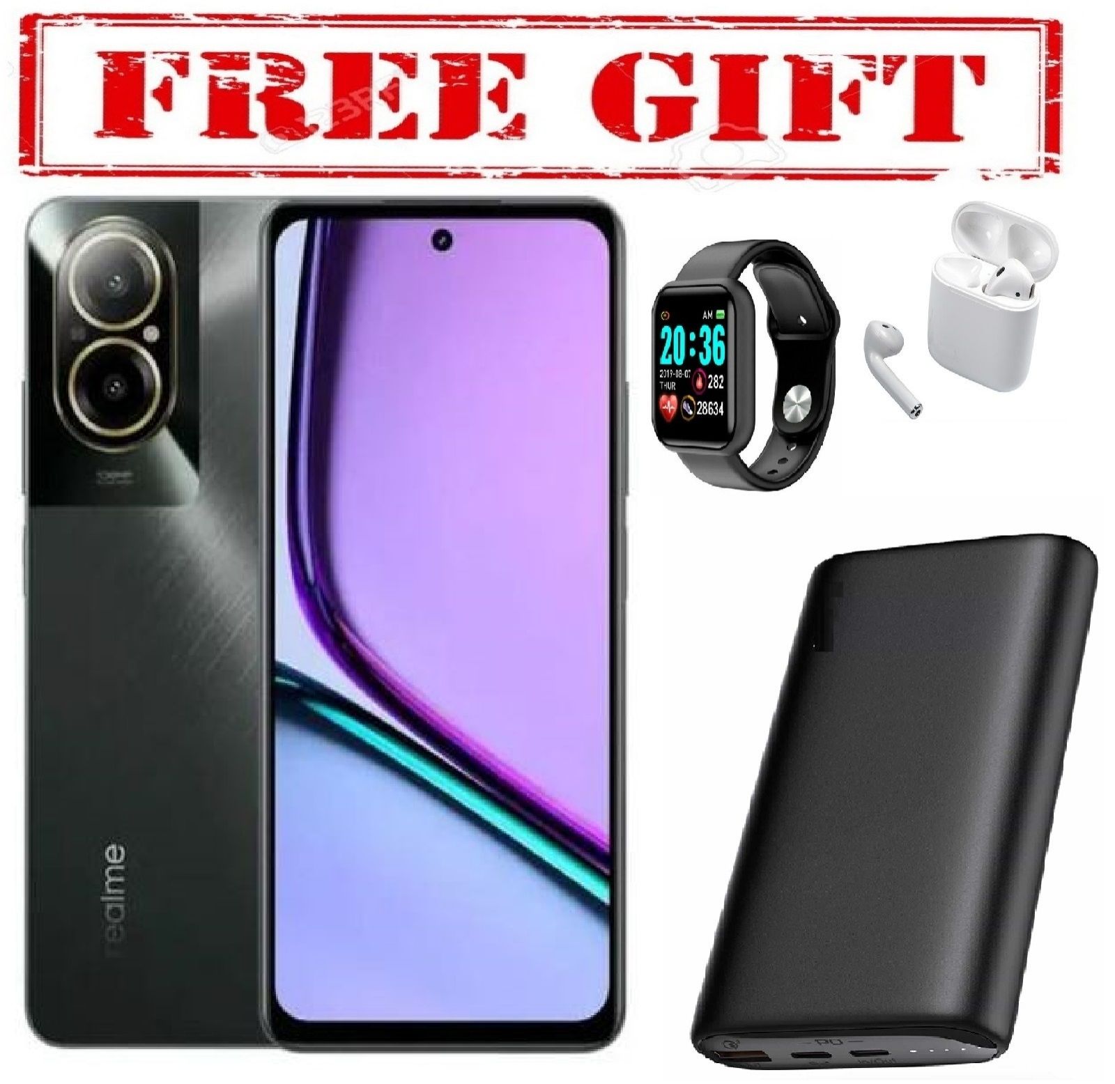 Realme C67 6.72'', 256GB Storage+ Up to 16GB RAM, 108MP Camera (Dual sim) 5000mAh  COMES WITH FREE GIFTS ( AIRPODS + SMART WATCH +POWERBANK ) FOR YOU