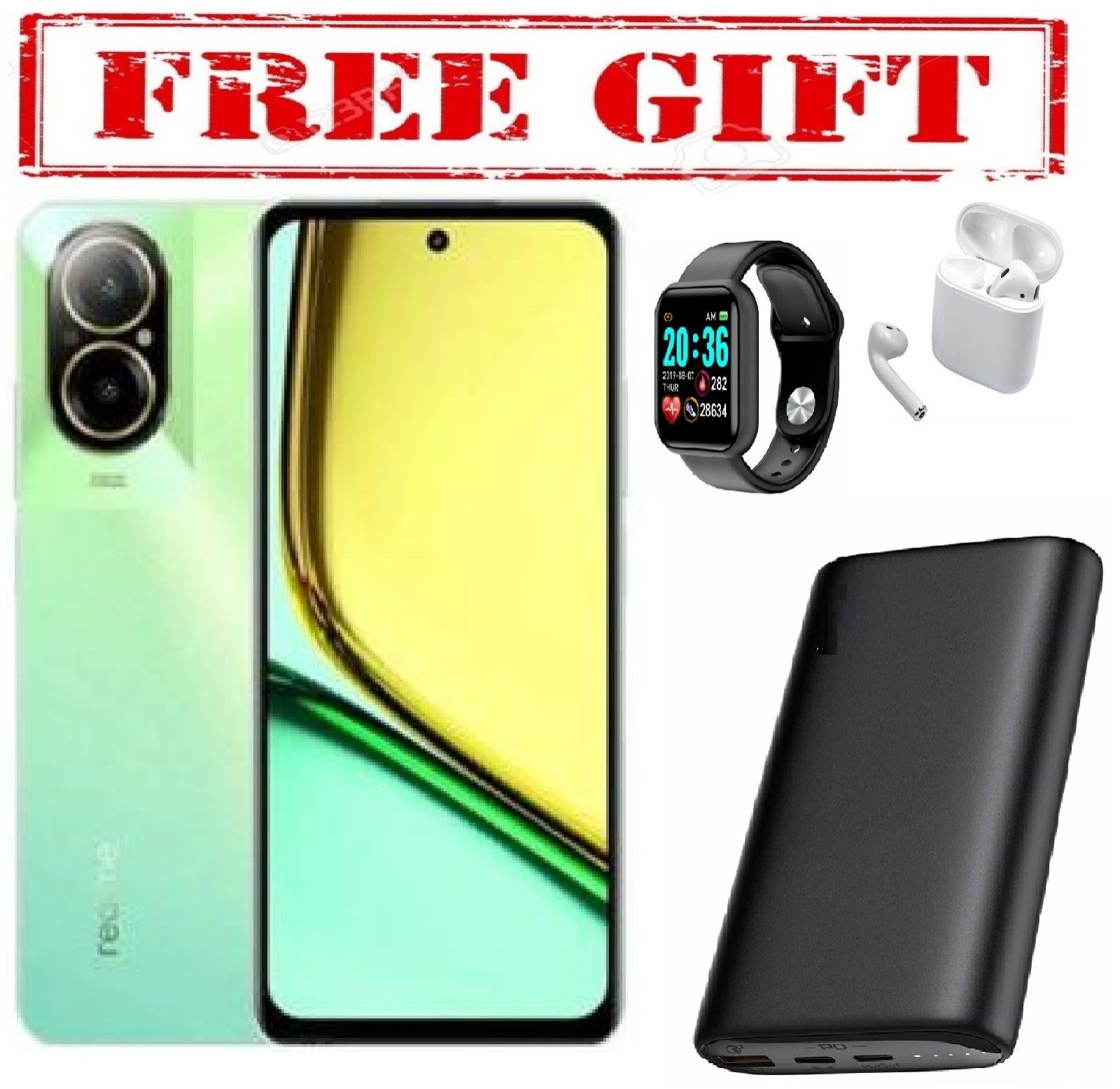 Realme C67 6.72'', 256GB Storage+ Up to 16GB RAM, 108MP Camera (Dual sim) 5000mAh  COMES WITH FREE GIFTS ( AIRPODS + SMART WATCH +POWERBANK ) FOR YOU