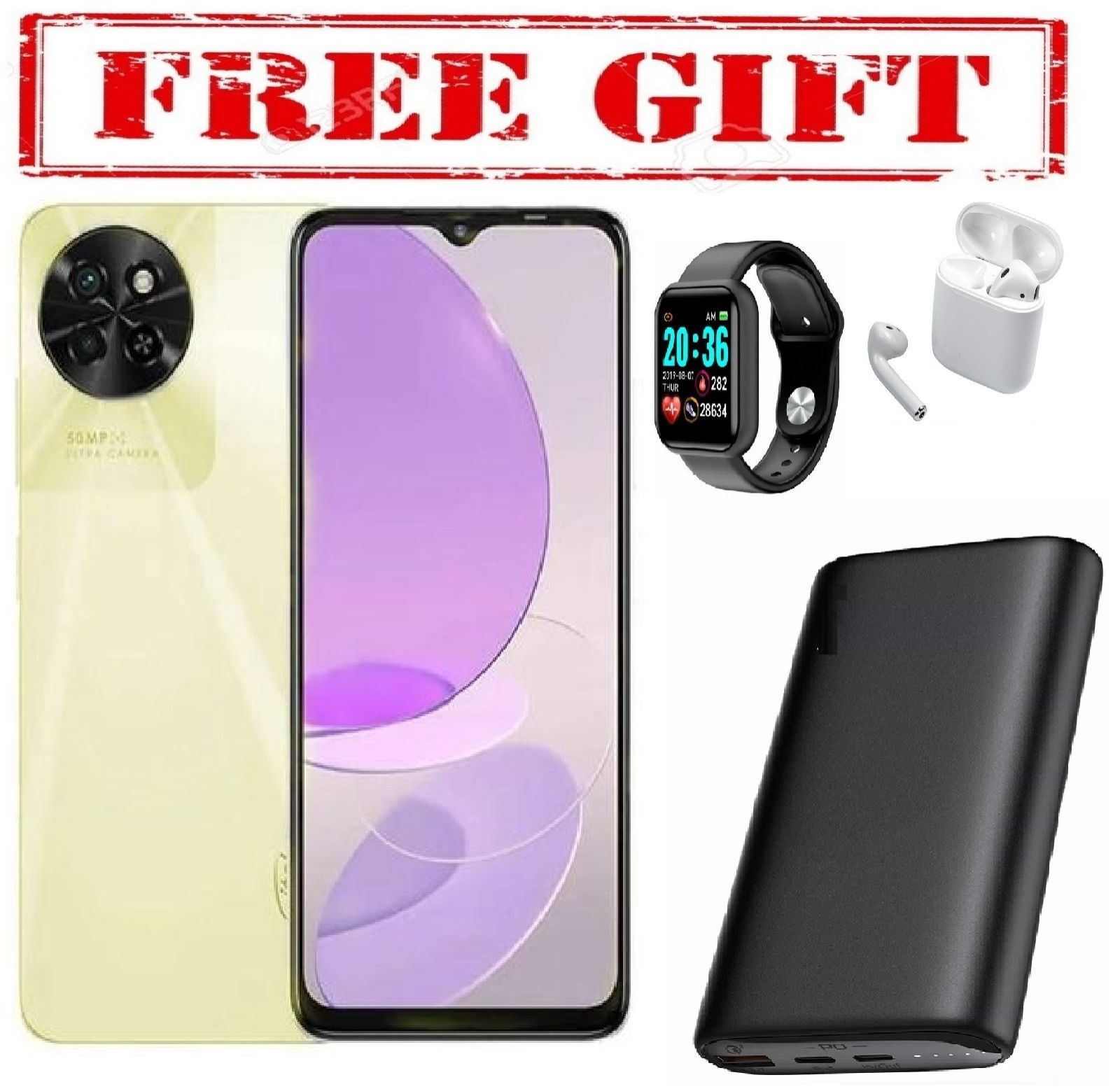 BRAND NEW Itel S23 6.6",DISPLAY 128GB ROM +4GB Up To 8GB RAM, 50MP Camera  COMES WITH FREE GIFTS ( AIR PODS + SMART WATCH + POWERBANK  ) FOR YOU