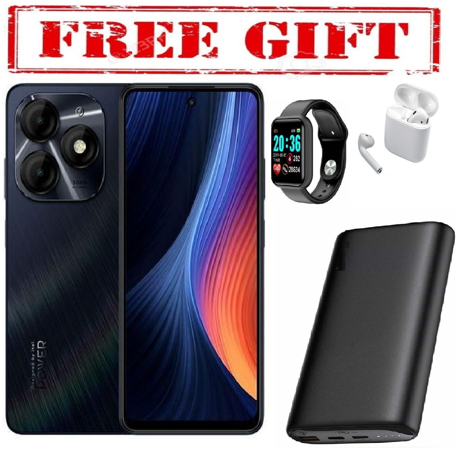 BRAND NEW Itel P55 6.6-INCHES, HD 4GB RAM UPTO 12GB RAM/128GB ROM Android 13,50MP  COMES WITH FREE GIFTS (POWER BANK +AIR PODS +SMART WATCH) FOR YOU