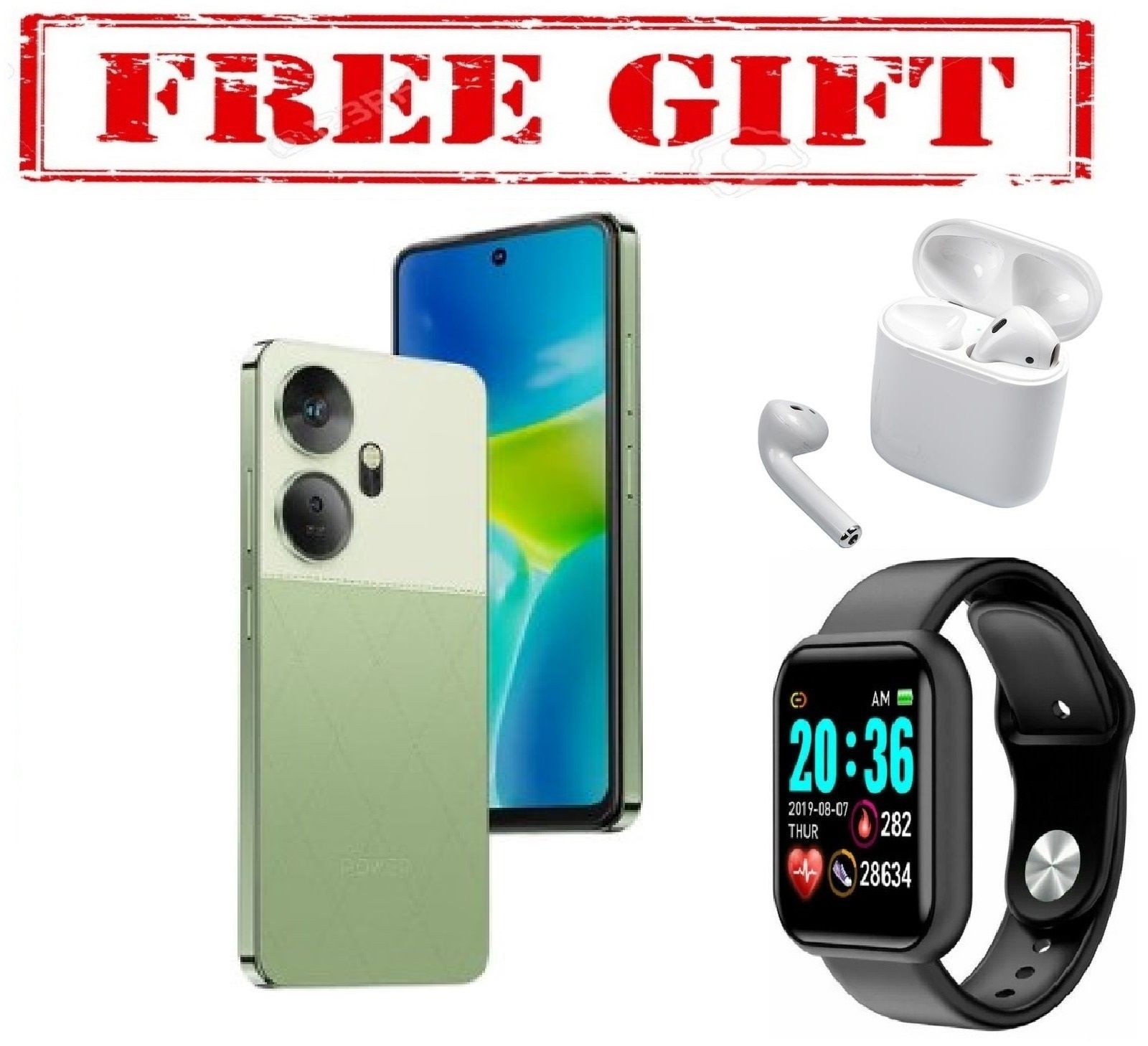 BRAND NEW Itel P55 + PLUS 128GB STORAGE UPTO 16GB RAM (8GB +8GB EXTENDED)  6.6'' 50MP MAIN CAMERA 5000mAh COMES WITH FREE GIFTS ( AIRPODS + SMART WATCH) FOR YOU