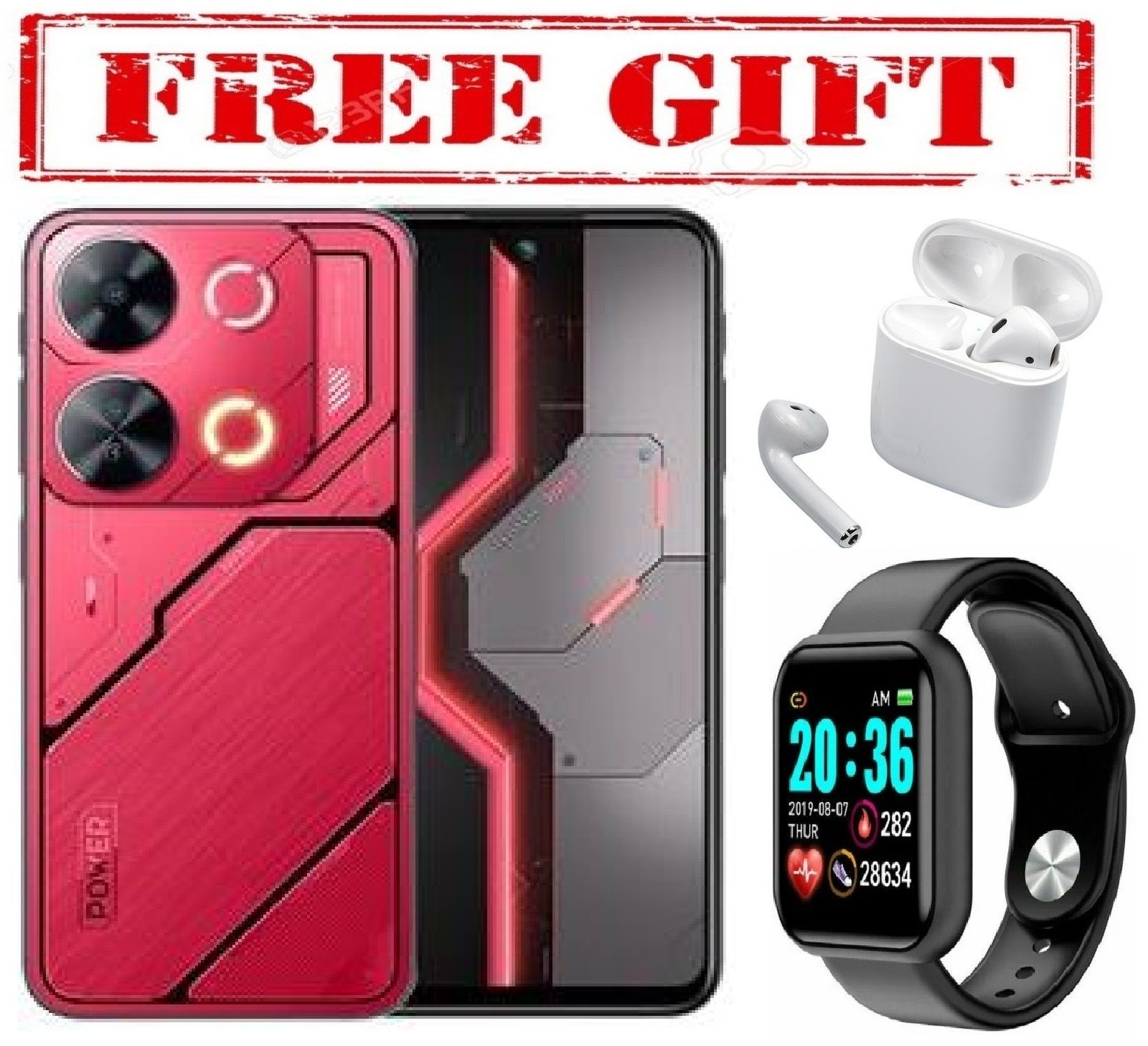 BRAND NEW Itel P65 128GB + 4GB (Extended UPTO 8GB) RAM, 6.7", 500mAh COMES WITH FREE GIFTS ( AIRPODS + SMART WATCH) FOR YOU