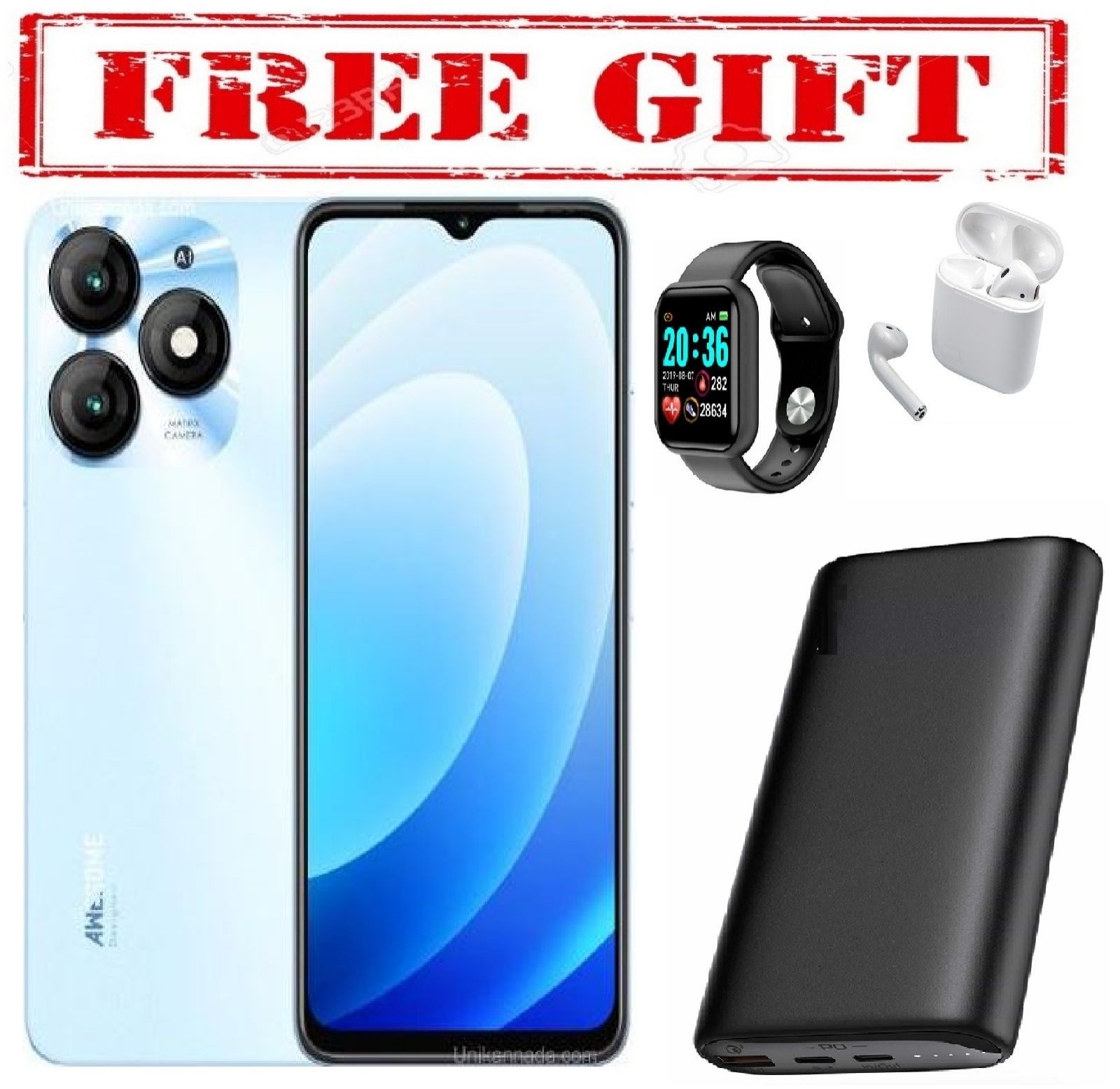 BRAND NEW Itel A70 Awesome,6.6 Big Screen Dynamic Bar,13MP,5000MAH,Type-c,upto 8GB RAM & 128GB ROM  COMES WITH FREE GIFTS ( AIRPODS + SMART WATCH +POWERBANK ) FOR YOU