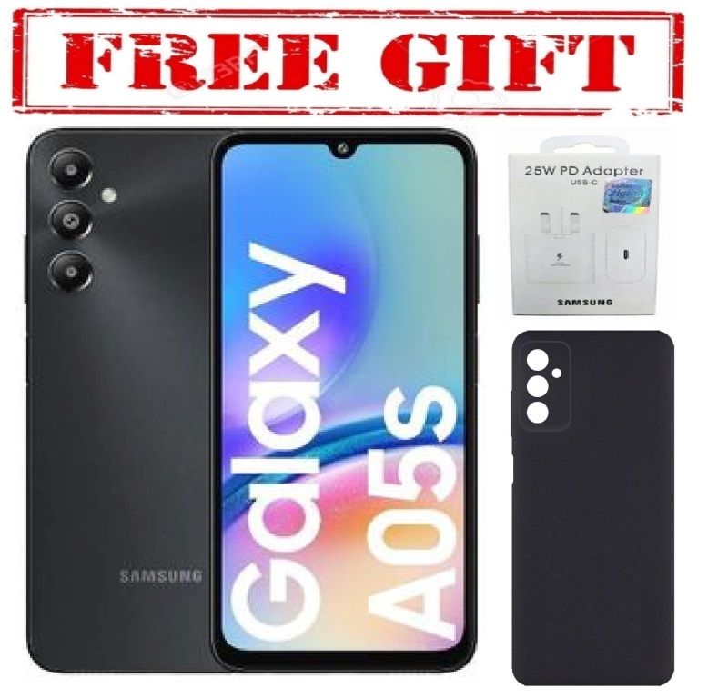 BRAND NEW Samsung Galaxy A05S, 6.7", 90HZ, 4GB RAM + 128GB ROM, 50MP, 5000mAh COMES WITH FREE GIFTS ( C TO C HEADER + SILICONE COVER   ) FOR YOU